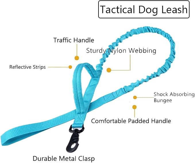 Tactical Dog Collar and Leash Set Adjustable Military Nylon Dog Collar with Control Handle and Heavy Duty Metal Buckle for Large Dogs（Blue M