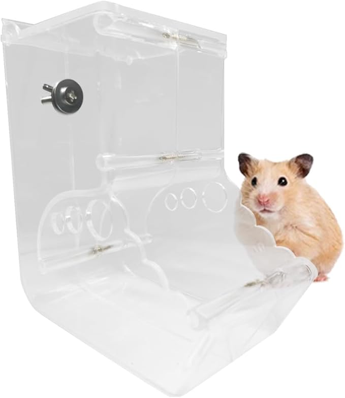 Automatic Hamster Feeder, Clear Acrylic Automatic Pet Feeder Pet Food Dispenser, Hamster Food Bowl Guinea Pig Food Dispenser for Small Animal Feeding & Watering Supplies (L)