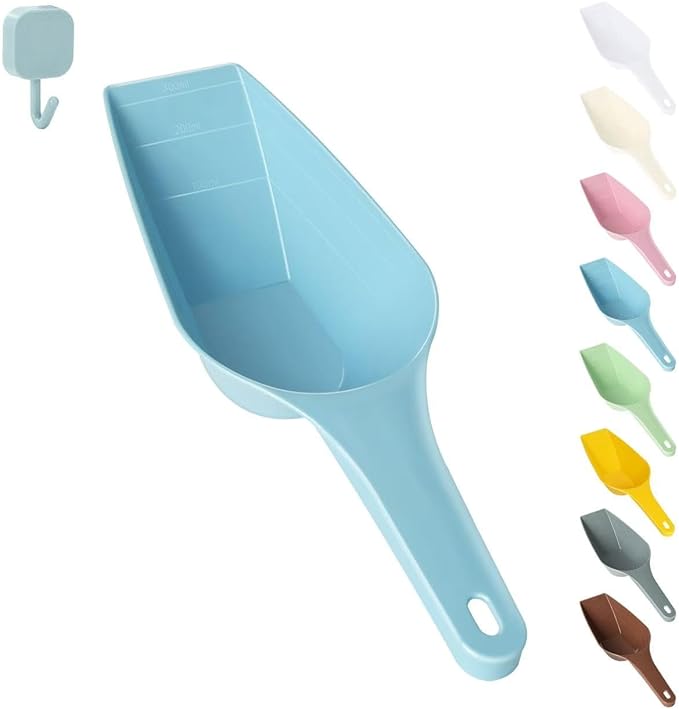 Dog Food Scoop, 2 Cup Capacity Dog Food Scoop With Measuring Lines For Dog, Puppy and Cat Coffee Bean Scoop, Flour Scoop (Blue)