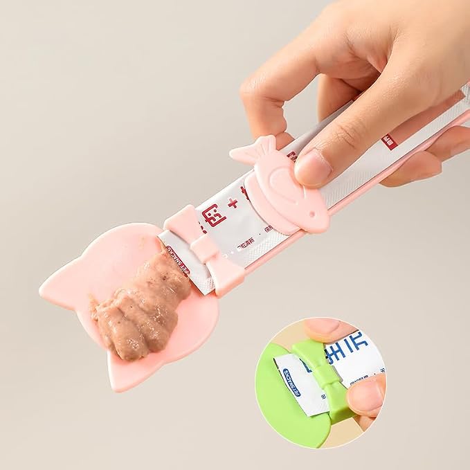 Cat Treat Squeeze Spoons Set of 3 Colors - No Mess Lickable Treat Feeder for Popular Squeeze Tubes & Strips, Anti-Bite, Prevents Waste, 3 Colors