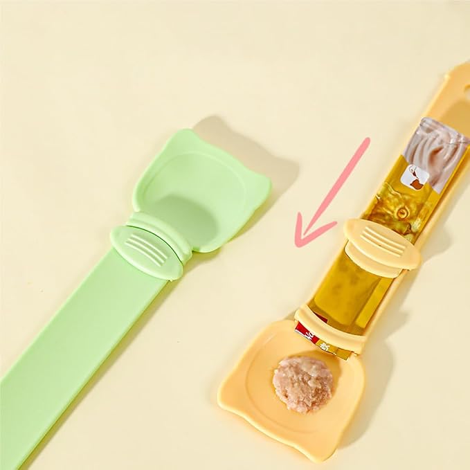 Arvintas 3PCS Cat Strip Feeder Spoon, Sliding Pet Treat Spoon Squeeze, Easy Feeding Pet Spoon for Puree and Bisque Delectables Lickable Wet Cat Treat