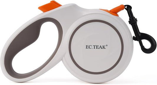 Retractable Dog Leash, 16 FT/26 FT Dog Leash Retractable for Small/Medium/Large Dogs up to 110 lbs, Strong Nylon Tape, Tangle Free, One-Hand Brake (White/Orange, Large)
