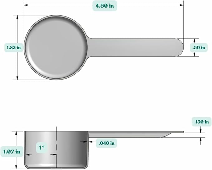 8 Teaspoon (39 mL | 1.32 Oz.) Long Handle Plastic Measuring Scoop for Coffee, Protein Powder, Pet Food, Spices, Grains, Dry Goods – Food-Grade BPA-Free (Pack of 1)