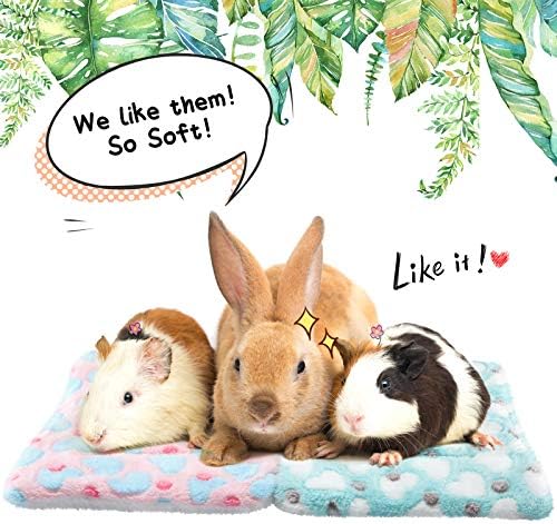 Jetec 4 Pcs Guinea Pig Pee Pads Washable 10 x 11 Inch Guinea Pig Bed Pads Plush Small Animal Beds for Indoor Rabbit Hamster Squirrel Hedgehog Chinchilla Ferret