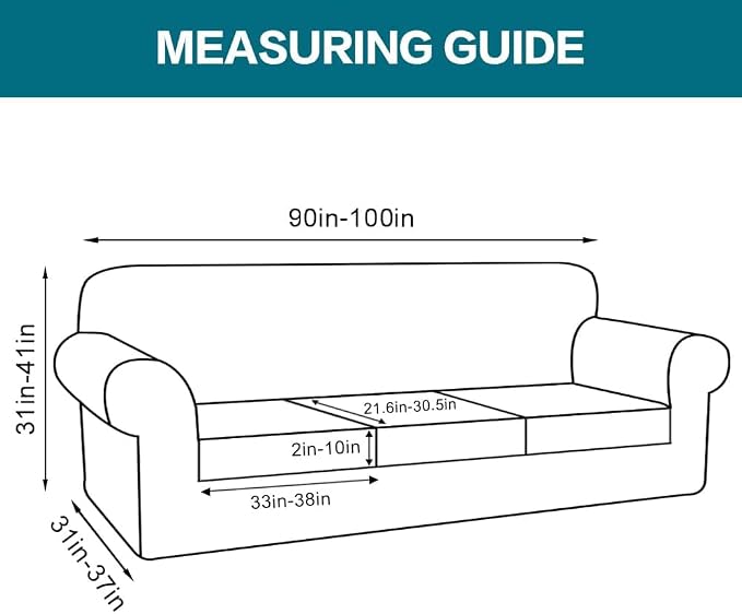 Turquoize 4 Piece Sofa Covers for 3 Cushion Couch Sofa Slipcover Soft Couch Cover for Dogs Washable Furniture Cover with 3 Individual Large Cushion Covers Feature Fabric (Large Sofa, Dove)