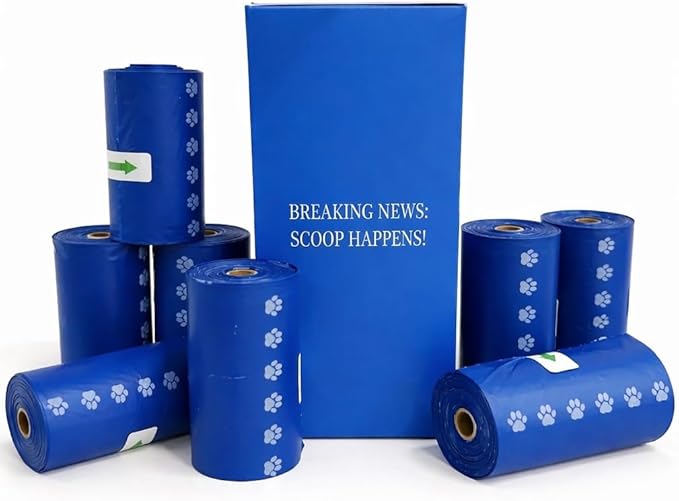 Premium Dog Poop Bags, Certified Compostable, 25 Micron Extra Thick & Leak-Proof, 120 Unscented Bags (8 Rolls), Large 9x13 Inch