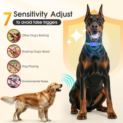 Dog Bark Collar for Large Medium Small Dogs, Effective No-Bark Collar, Smart Barking Collar, Rechargeable Bark Collar with 7 Sensitivity, 3 Modes, Waterproof, SkyBlue