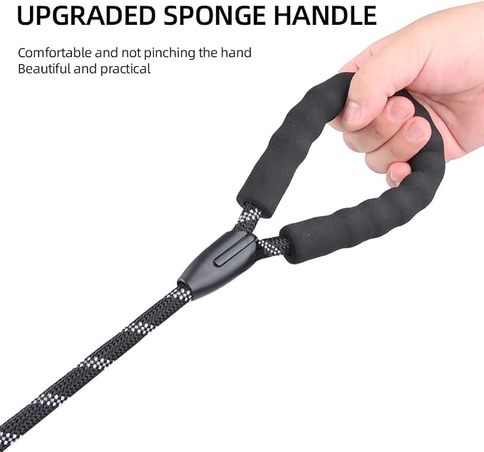 Dog Leash for Medium Large Dogs, Reflective 5FT Heavy Duty Rope Dog Leash with Padded Handle for Night Walking, Tangle-Free Design for Dogs, 1/2 inch Width