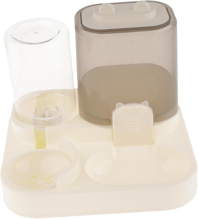 2 in 1 Automatic Pet Feeder Water Dispenser Portable Travel Supplies Cat Food Bowl Food Container for Kitten Small Dogs Bunny, Clear