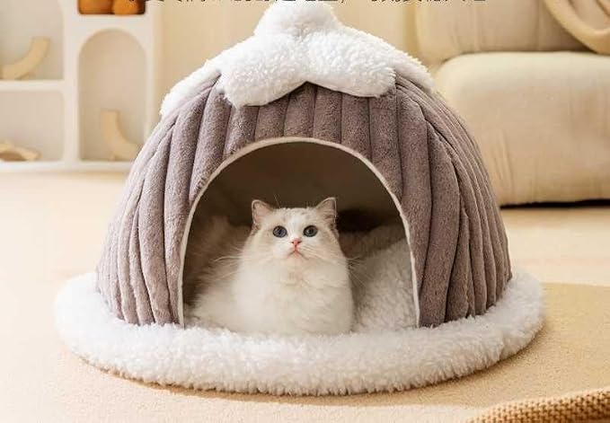 Dog Houses Soft Indoor Enclosed Tent Huts Warm Cave Dog Kennel House Type Winter Warm Small Dog Teddy Four Seasons Universal Removable and Washable Dog House Cat Nest Bed Pet Supplies