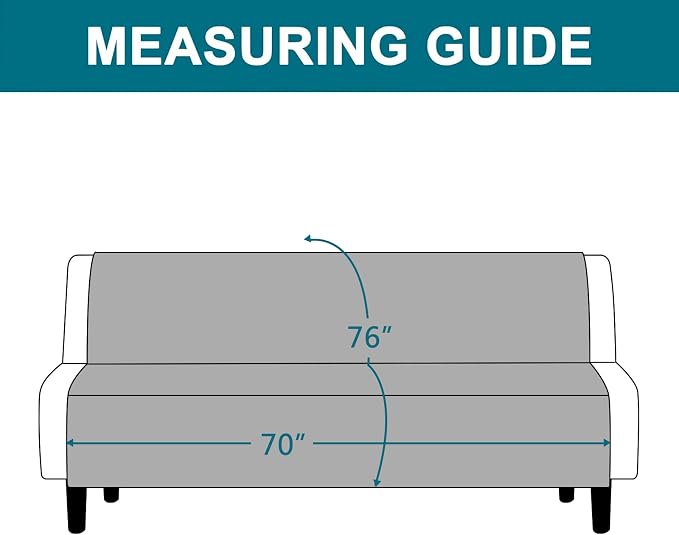Turquoize 100% Waterproof Futon Cover Futon Slipcover Washable Armless Sofa Bed Slipcover Protector Seat Width Up to 70" with Adjustable Elastic Strap Anti-Slip for Dogs, Gray
