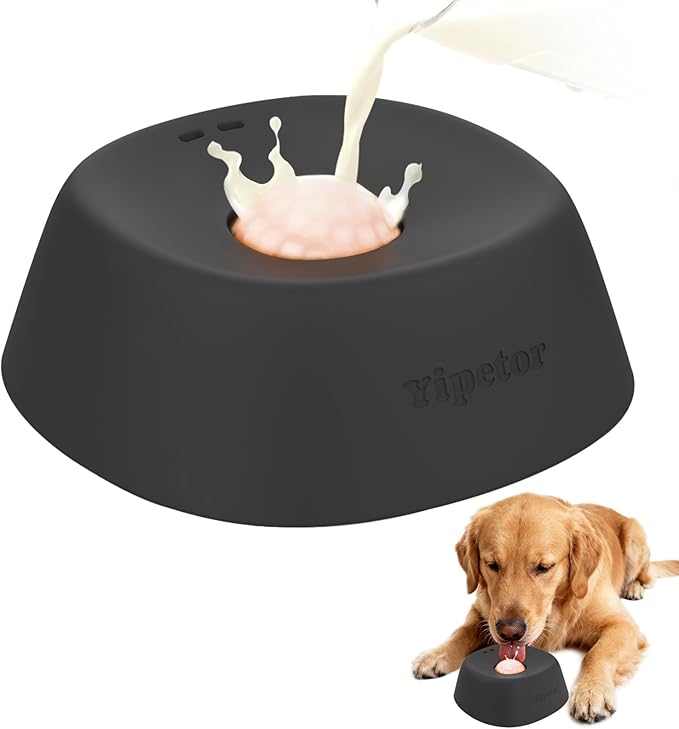 Yipetor Slow Feeder Dog Bowls for Liquid Treat, 【Enrichment Ball-Roll】 Bone Broth Dog Lick Bowl, 3/4 Cup Yogurt Pup Lick Toy for Large Medium Small Breeds Dietary Supplement/Post-op Nutrition