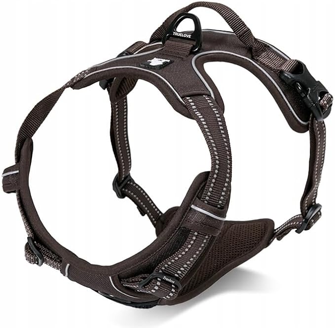 TRUE LOVE Adjustable No-Pull Dog Harness Reflective Pup Vest Harnesses Comfortable Control Brilliant Colors Truelove TLH5651(Brown,S)