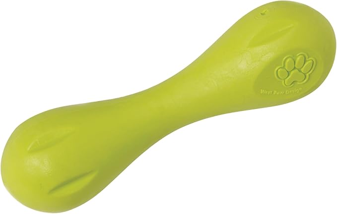 West Paw Zogoflex Hurley Dog Bone Chew Toy – Floatable Pet Toys for Aggressive Chewers, Catch, Fetch – Bright-Colored Bones for Dogs – Recyclable, Dishwasher-Safe, Non-Toxic, X-Small, Granny Smith