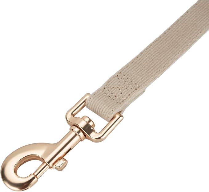 Soft Cotton Dog Leash, 5 Ft Heavy Duty Corduroy Dog Leashes with Gold Metal Hook for Small Medium Large Dogs,Medium,White