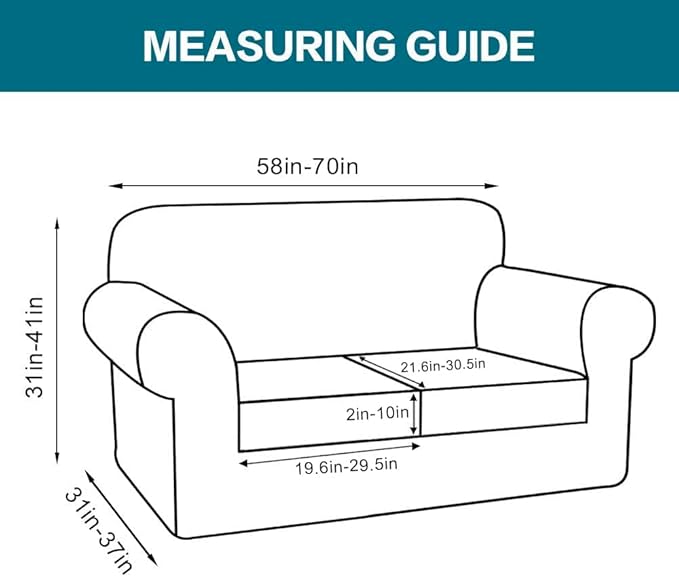Turquoize 3 Piece Sofa Covers for 2 Cushion Couch Sofa Slipcover Soft Couch Cover for Dogs-Washable Sofa Furniture Covers with 2 Individual Cushion Covers, Thick Jacquard Fabric (Loveseat, Storm Blue)