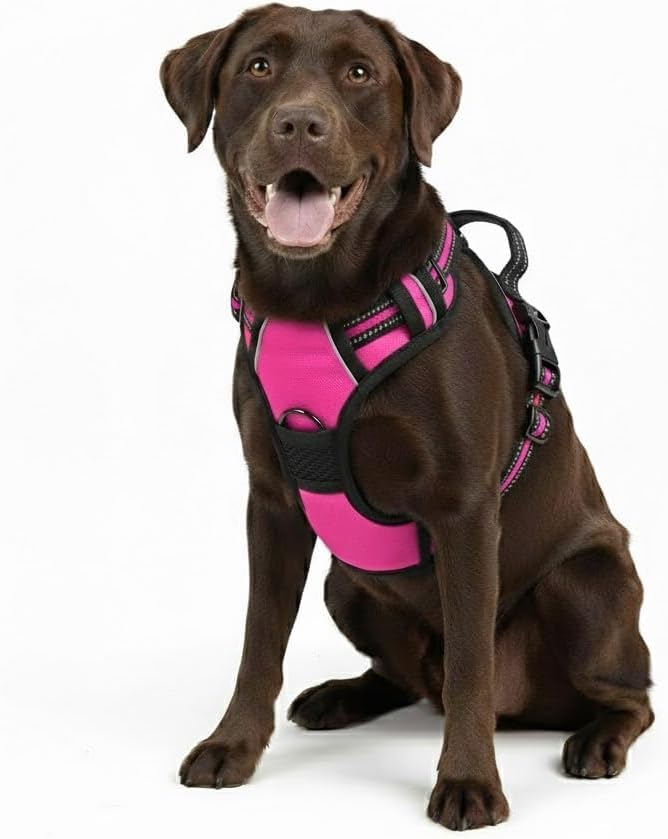 No Pull Dog Harness, X-Large Rose Tactical Vest Harness, Extra Large 900D Nylon Heavy Duty Dog Harness with Easy Control Handles, Adjustable Reflective Padded Pet Vest for Golden Retriever