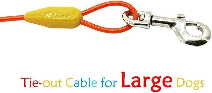 Petest 15ft Tie-Out Cable with Crimp Cover for Large Dogs Up to 90 Pounds