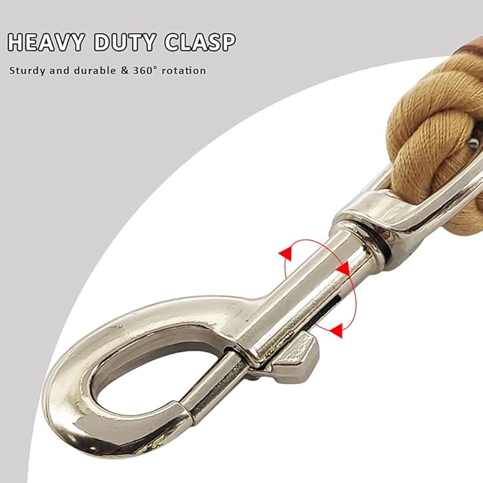 BTINESFUL Heavy Duty Cotton Dog Leash 3FT/ 5FT/ 10FT, Strong Rope Leash Soft Handle Dog Traction for Large Medium Dogs Hiking, Camping, Exploring, Walking(1/2" x 10ft, Brown)