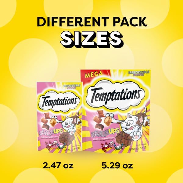 Temptations Cat Treat ShakeUps, Crunchy and Soft Cat Treats, Crustacean Celebration, 2.47 oz. Pouches (Pack of 12)