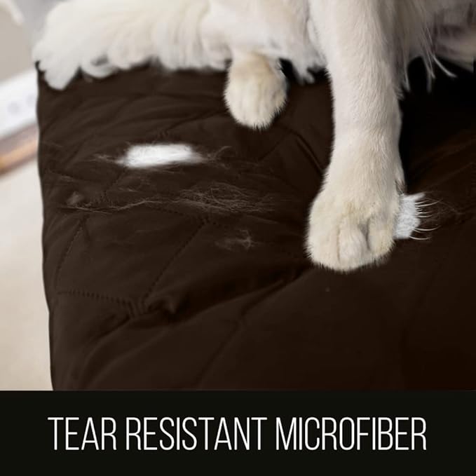 Sofa Shield® Couch Armchair Covers for Dogs, Reversible Furniture Protector with Strap, Stain and Tear Resistant Cushion Cover, 23 inch Seat, Machine Washable Slipcover Pets, Cats, Chocolate
