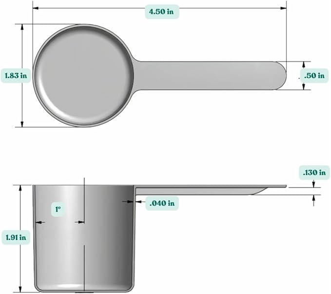 70 mL (2.37 Oz. | 4.73 Tablespoon) Long Handle Plastic Measuring Scoop for Coffee, Protein Powder, Pet Food, Spices, Grains, Dry Goods – Food-Grade BPA-Free (Pack of 5)