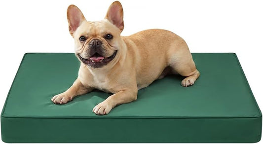 WNPETHOME Outdoor Dog Bed Waterproof, Large Outdoor Dog Bed for Large Sized Dog, Outdoor Indoor Dog Bed with Removable Washable Cover, Egg Crate Foam Dog Crate Mat, Durable Waterproof Dog Bed, Green