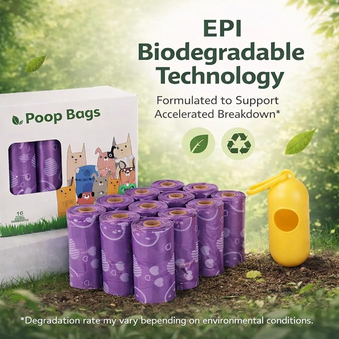 BPI Certified Compostable Dog Poop Bags 240 Count, Extra Thick Leak-Proof Pet Waste Bags, ASTM D6400 Biodegradable, 9 x 13 Inches for Small & Large Dogs