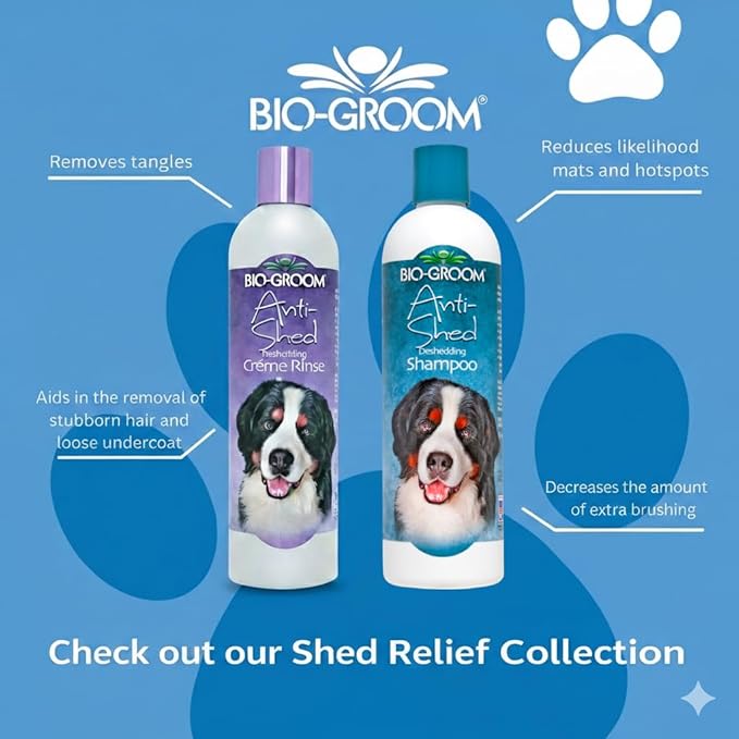 Bio-Groom Anti-Shed Deshedding Dog Shampoo - Odor Eliminating, Anti-Shedding, Dog Bathing Supplies, Puppy Wash, Cat & Dog Grooming Supplies, Cruelty-Free, Made in USA, Dog Products - 12 fl oz 1-Pack