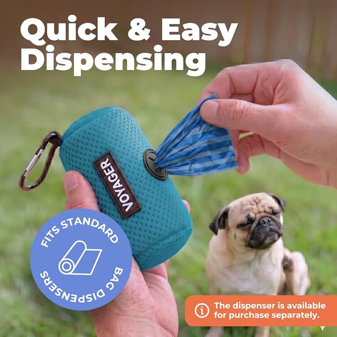 Best Pet Supplies Dog Poop Bags for Waste Refuse Cleanup, Doggy Roll Replacements for Outdoor Puppy Walking and Travel, Leak Proof and Tear Resistant, Thick Plastic - Blue Strips, 240 Bags