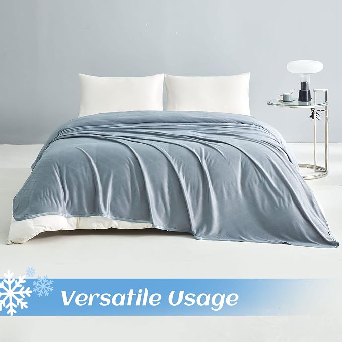 Ailemei Direct 【Upgraded Fabric Cooling Blanket for Hot Sleepers, King Size Lightweight Breathable Summer Bed Blankets, Q-Max >0.5 Jade Fiber,Keep Body Cool Hot Flashes Night Sweats,108"x90"