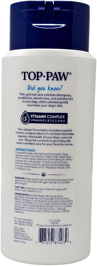 Top Paw All-in-1 Oatmeal Shampoo and Conditioner for Dogs, 17 Ounces