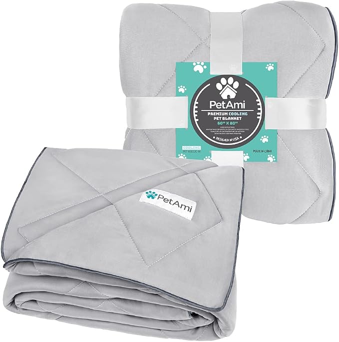 PetAmi Premium Cooling Dog Blanket | Lightweight Fluffy Pet Throw Blanket Bed Cover for Dogs, Cat, Puppies | Pet Blanket Furniture Protector Couch Sofa | Reversible Fuzzy Cozy | 60x80, Light Grey