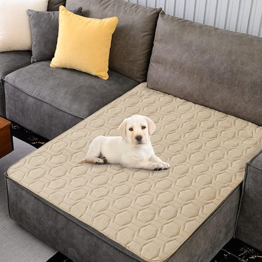 Tcksstex Waterproof and Non-Slip Dog Bed Cover and Pet Blanket Sofa Pet Bed Mat ，car Incontinence Mattress Protectors Furniture Couch Cover for Most Cats Dogs, Pets（40x50-Beige）