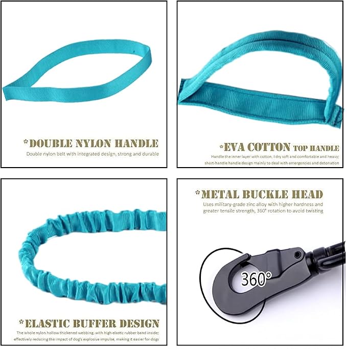 Tactical Dog Collar and Leash Set Adjustable Military Nylon Dog Collar with Control Handle and Heavy Duty Metal Buckle for Large Dogs（Blue M