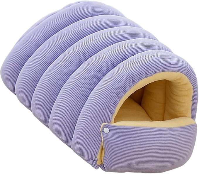 Plush Pet Cave Bed with Removable Cushion | Cozy Winter Hideaway for Small to Medium Dogs & Cats | Washable | XL Size, Light Beige