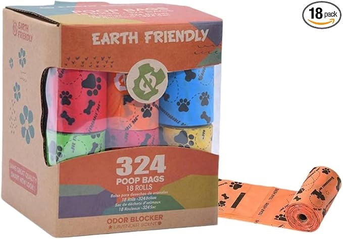 Pet waste bags, pack of 324, extra thick leak-proof, lavender scented, eco-friendly pet waste bags suitable for dog walking, home use, and travel