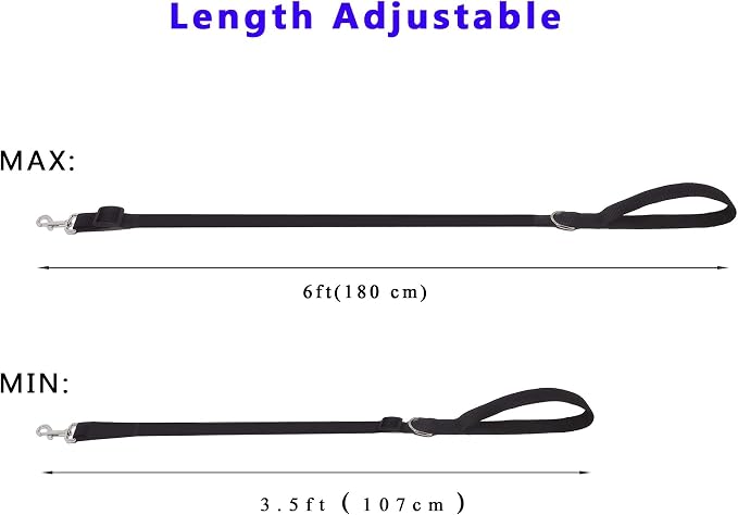 6FT Adjustable Dog Leash, Nylon Dog Leashes for Medium Large Dogs (Black)