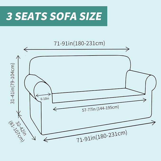 YEMYHOM Couch Cover Latest Jacquard Design High Stretch Sofa Covers for 3 Cushion Couch, Pet Dog Cat Proof Slipcover Non Slip Magic Elastic Furniture Protector (Sofa, Teal)