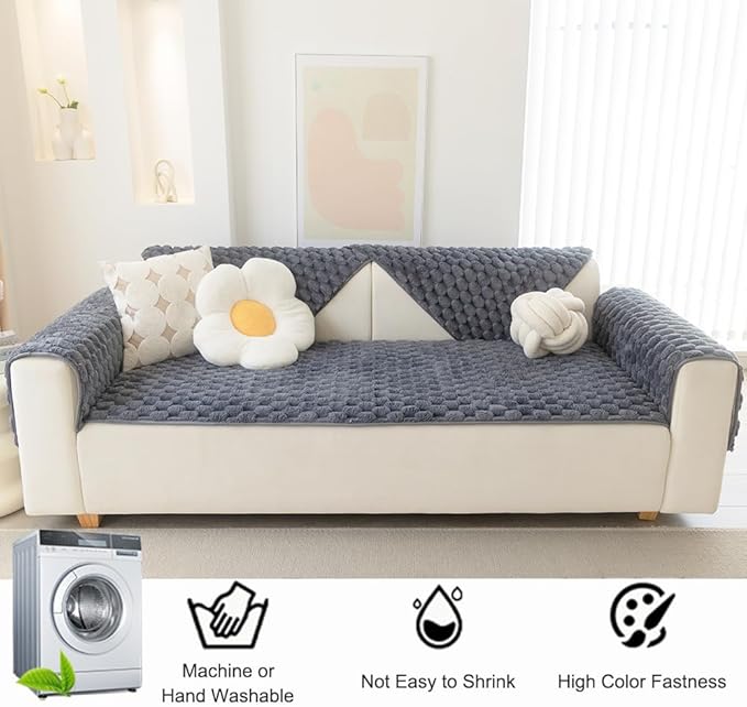 Awjcsv Couch Cover for Dogs Washable, Waterproof Couch Covers for 3 Cushion Couch Sofa Pet Friendly, Soft and Anti Slip (Gray, 1pc/28"x 83")