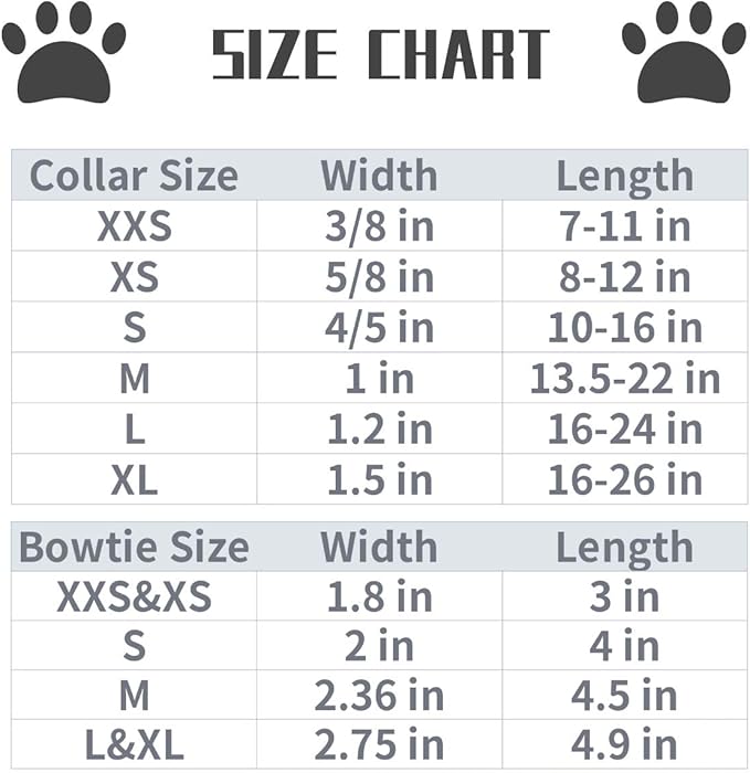 Lionet Paws Dog Collar with Bowtie, Durable Adjustable and Comfortable Collar for Medium Dogs, Neck 13.5-22in