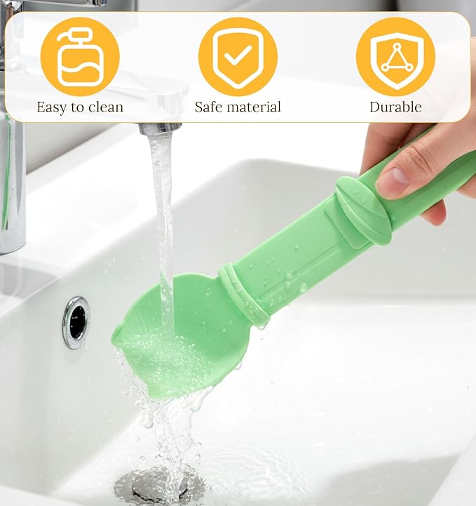 3Pcs Cat Treat Spoon, Multifunctional Squeeze Cat Treat Feeder Set Lickable Pet Food Spoons Dispensers for Wet Food & Licky Treats, Mess-Free Feeding Supplies for Cats, Beige Green Orange