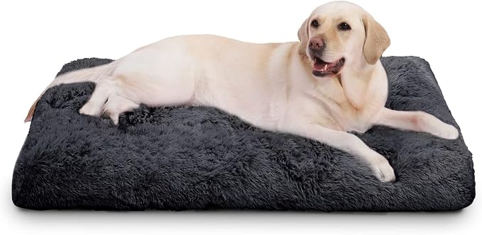 Vonabem Large Dog Bed XL, Washable Dogs Crate Pad 42 Inch, Plush Soft Pet Mats for Sleeping, Anti Slip Kennel Pads 41 * 27 inch Dark Grey