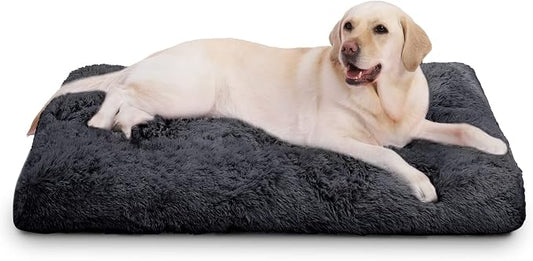 Vonabem Large Dog Bed XL, Washable Dogs Crate Pad 42 Inch, Plush Soft Pet Mats for Sleeping, Anti Slip Kennel Pads 41 * 27 inch Dark Grey
