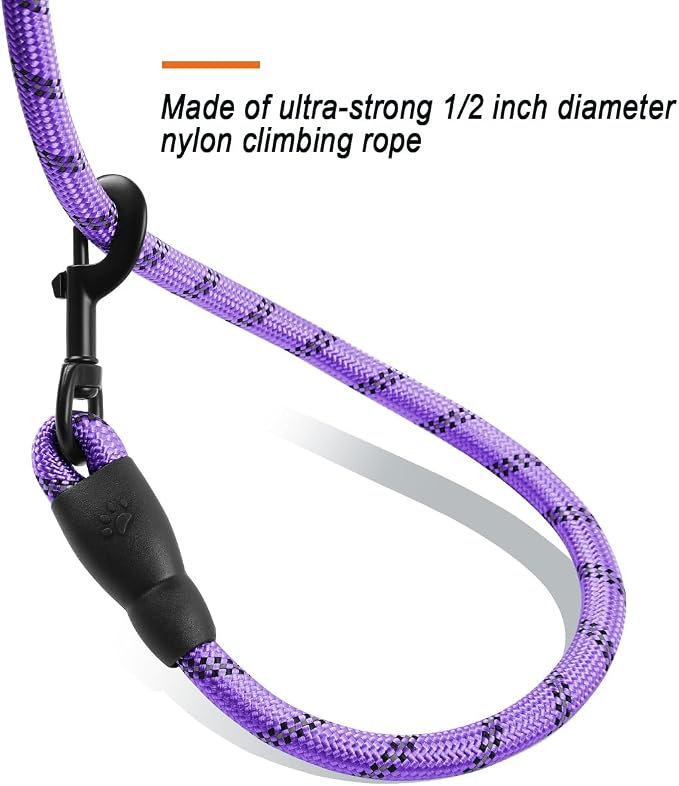 BARKBAY Dog Leashes for Large Dogs Heavy Duty Dog Leash 4/5/6 FT with Comfortable Padded Handle and Highly Reflective Threads for Medium Large Dogs Walking Training Running (5FT-1/2,Violet Purple)