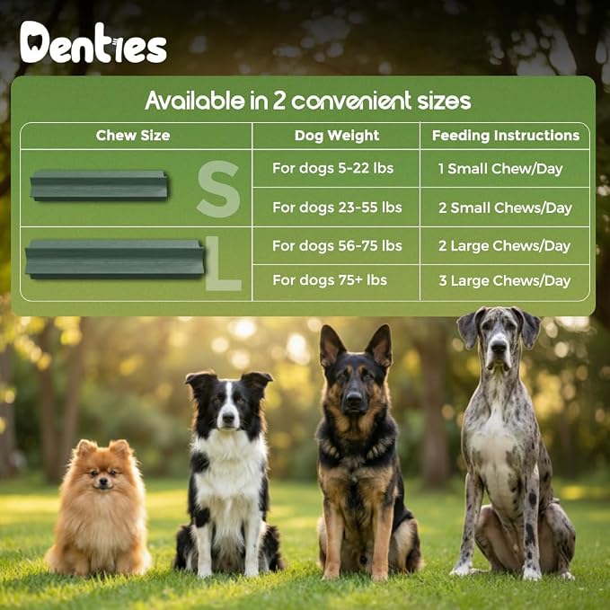 Dental Chews for Dogs–Dental Sticks for Small Dogs(Up to 22lbs), Dog Dental Treat Cleans Teeth, Freshen Breath, Reduce Plaque Tartar, Chicken Spirulina & Mint Recipe, 16 oz Pack, 35 Treats
