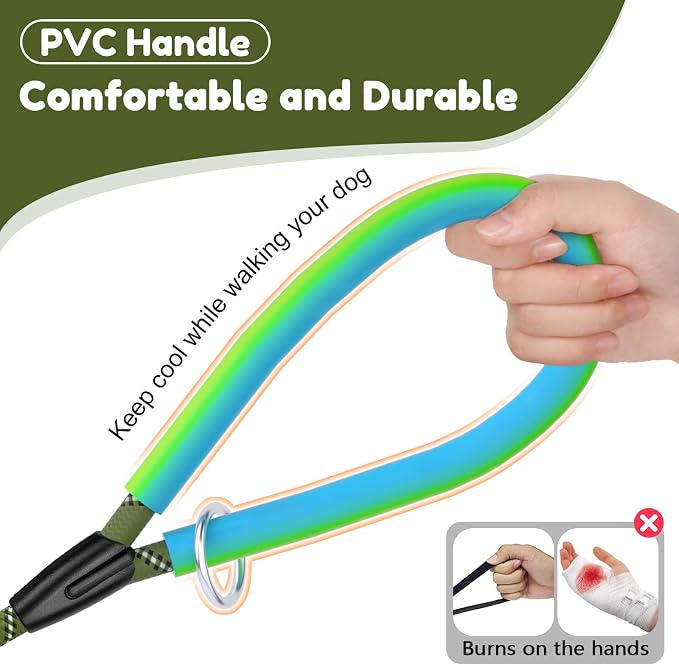Dog Leash Heavy Duty 4/5/6ft XiaZ 2 Handles Dog Leashes for Medium Large Dogs 1/2 Inch 1000lb Strength Reflective PVC Waterproof-Handles Metal Hook Dual-Handle Rope Leash Nighttime Safety