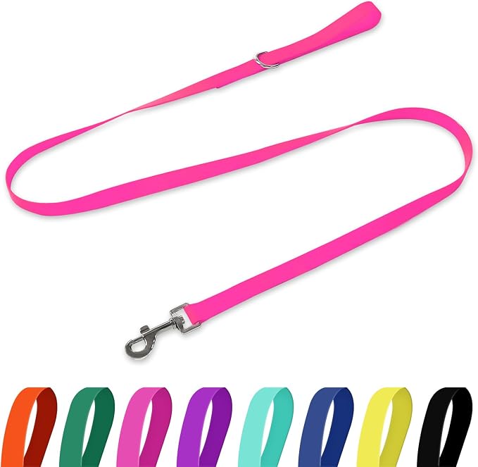 Waterproof Dog Leash, 5/6 FT Durable Odor-Proof Dog Leashes with Strong Metal Hooks Fits Small Medium or Large Dogs (Pink, 5FT - 3/4 inch Width)