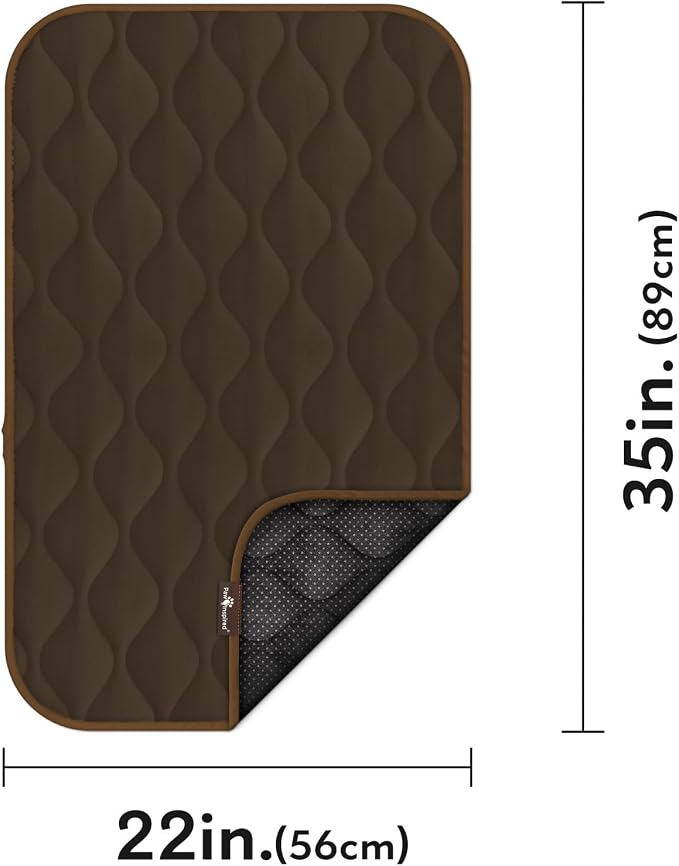 Paw Inspired Washable Padded Crate Mats for Dogs | 35” x 22” Pad, Fits 36-inch Kennels | Leakproof, Waterproof Bottom, Plush Pet Beds (Dark Brown)