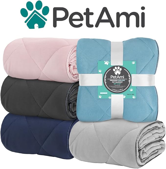 PetAmi Premium Cooling Dog Blanket | Lightweight Fluffy Pet Throw Blanket Bed Cover for Dogs, Cat, Puppies | Pet Blanket Furniture Protector Couch Sofa | Reversible Fuzzy Cozy | 24x32, Grey